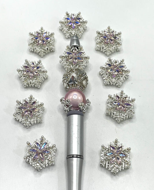 Metal alloy Glass Mirror Snowflakes in beads Snow Fancy Beads