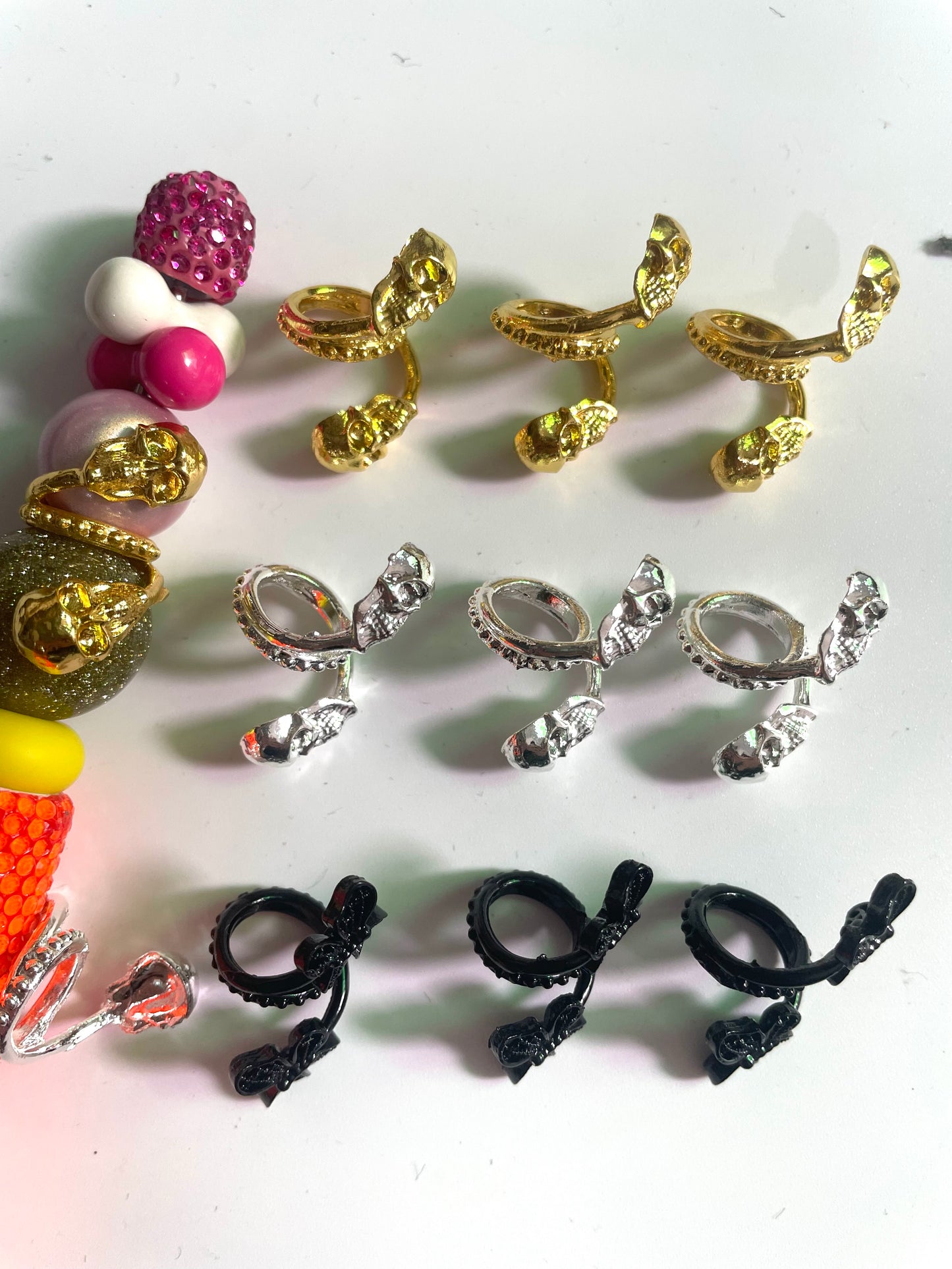 diy beaded beadable metallic skull face bead cap charm for diy  craft Skull head Halloween Beads Spacers