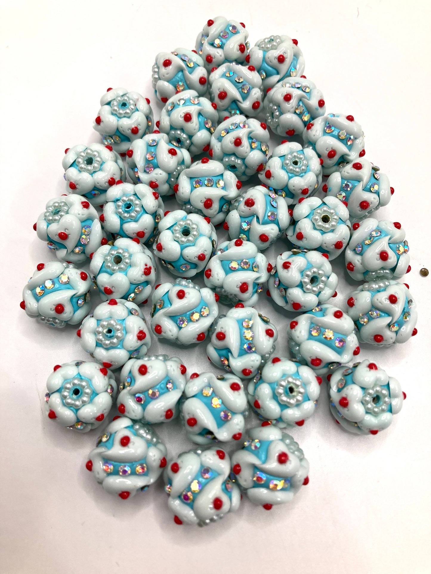 Cake heart beads heart Cream Beads Beaded cream clay beads Random Mix