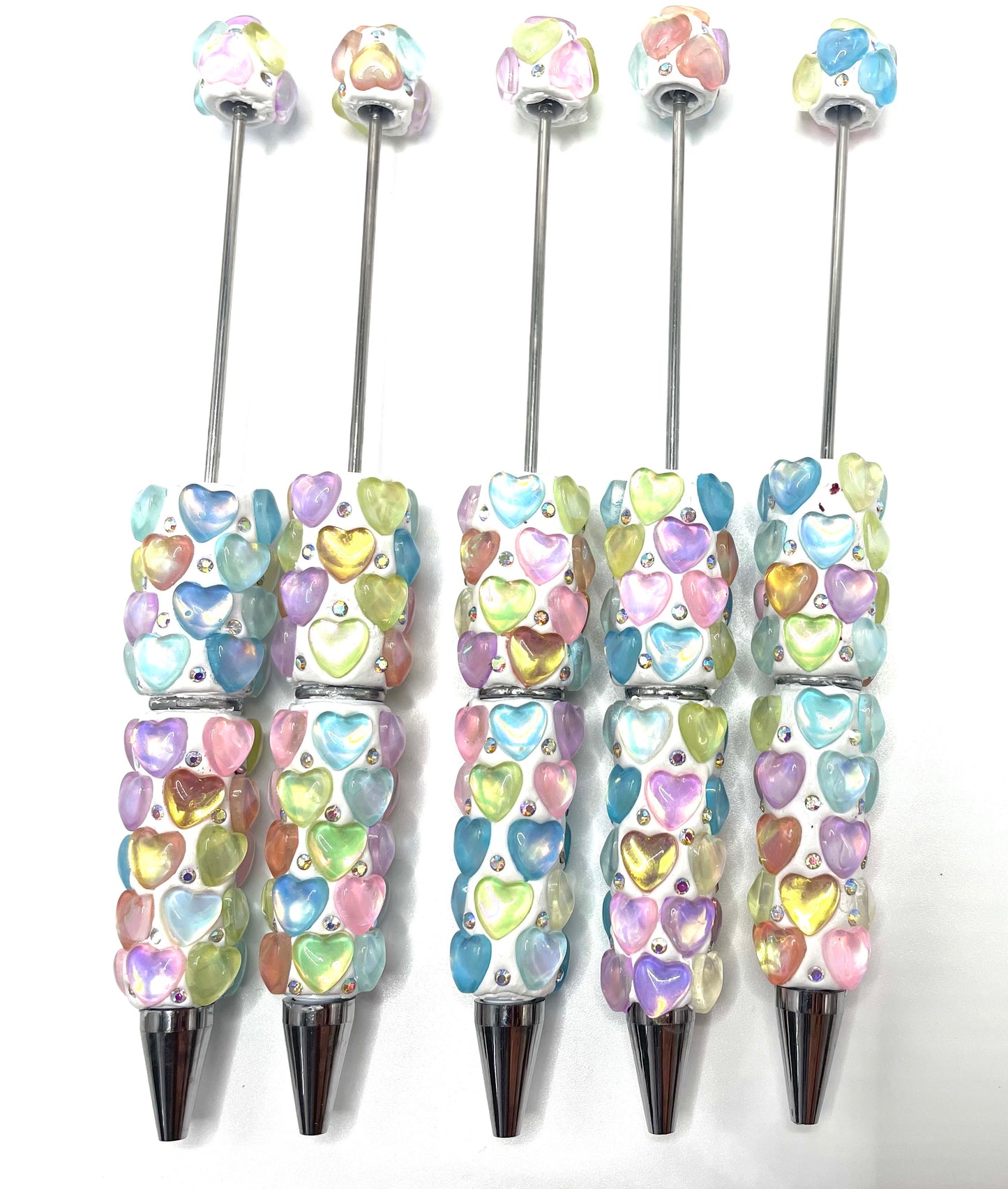 DIY PENS BEADED BEADABLE FANCY PENS WITH MOCA COLOR HEART SHAPE STONE ,COLORED