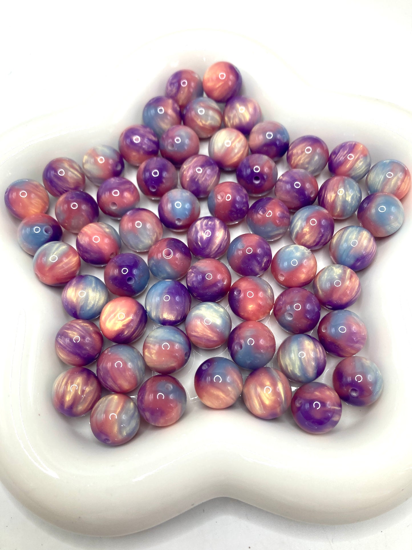 Acrylic beads Lava flow ombre glitter Shimmering luster 16mm Random Mix