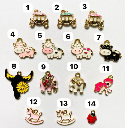 Metal alloy pendant DIY decorations Painted metal cartoon pendant charm piece Random Mix