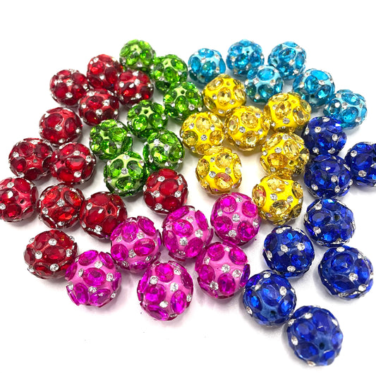 diy fancy clay beads with colored crystal rhinestone color for Christmas festival celebration