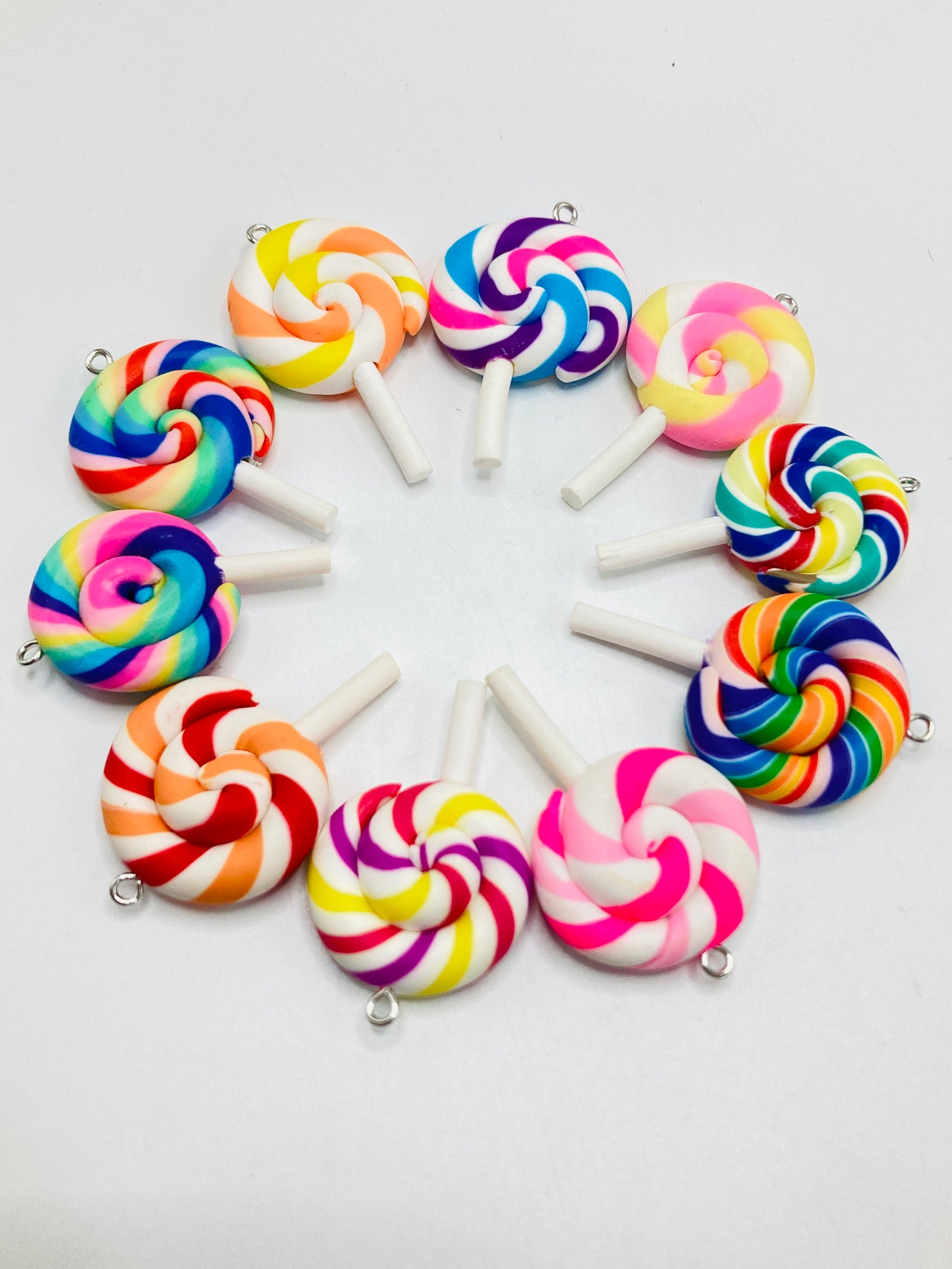 Rain bow lollipop colorful lollipop candy for craft diy keychain pen bag chain charm pendant (without hole )
