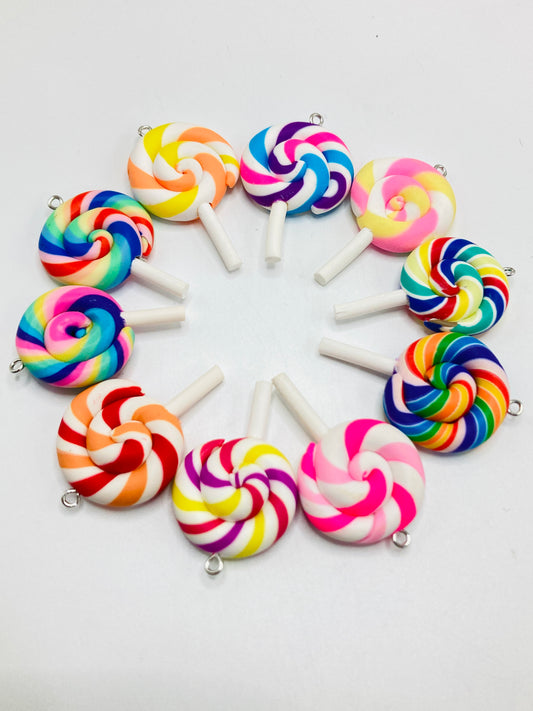 Rain bow lollipop colorful lollipop candy for craft diy keychain pen bag chain charm pendant (without hole )