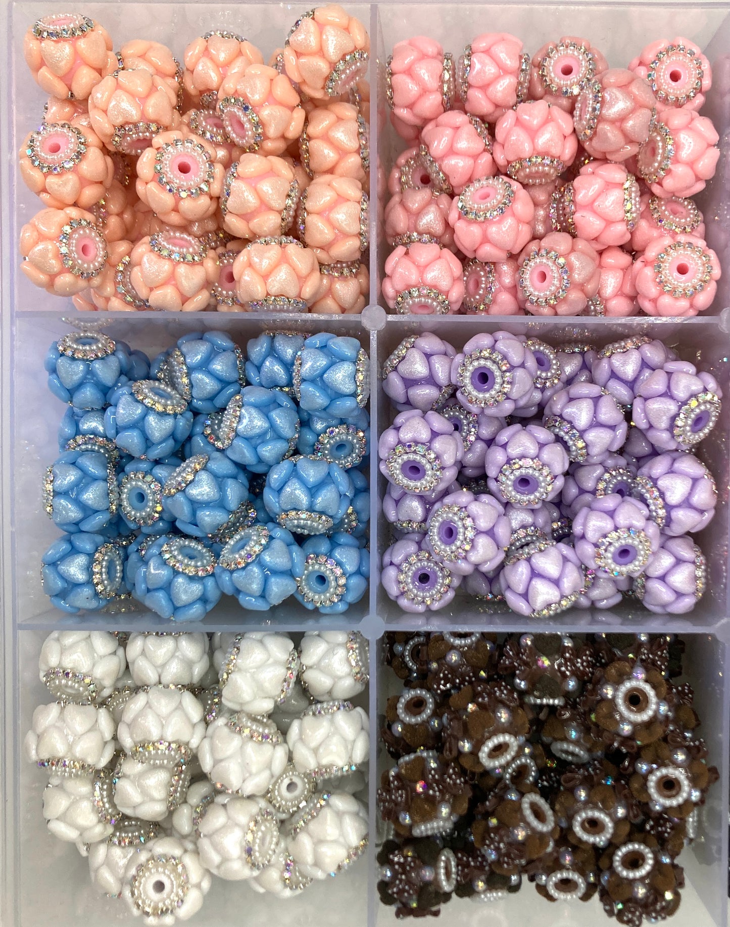 Heart glitter Beads Chain Pearl gasket Acrylic heart beads Random Mix