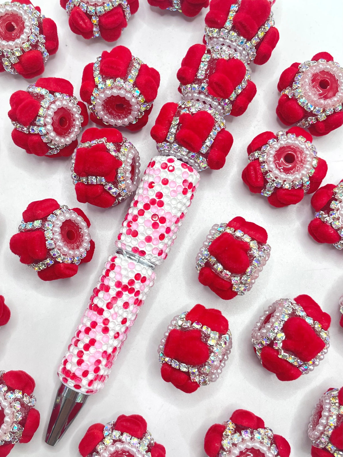 chrismas fancy bead  fuzzy glove fancy beads