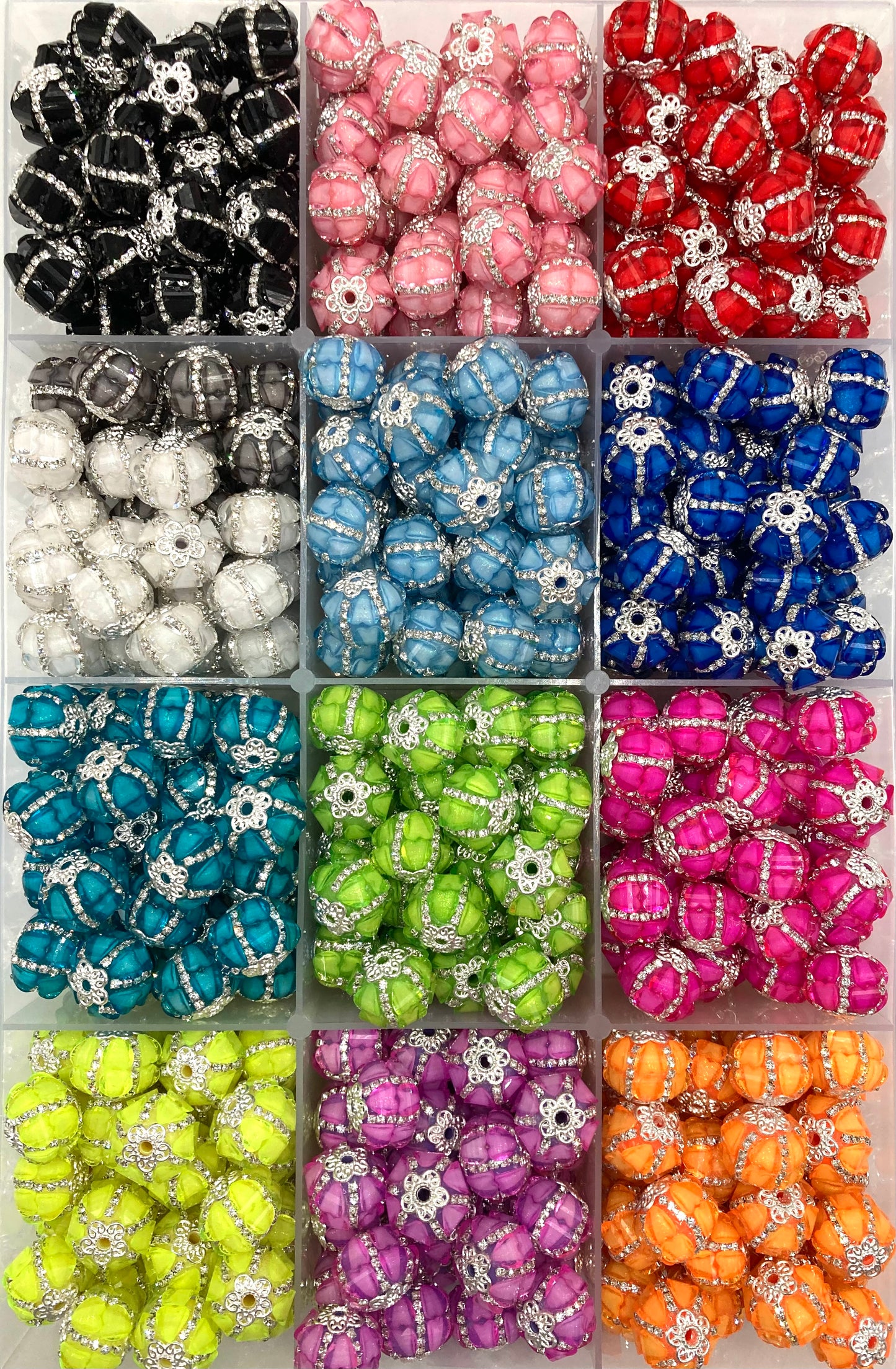 Fancy Beads Pumpkin lantern heart beads Acrylic heart piece Chain Metal gasket Random Mix 18mm