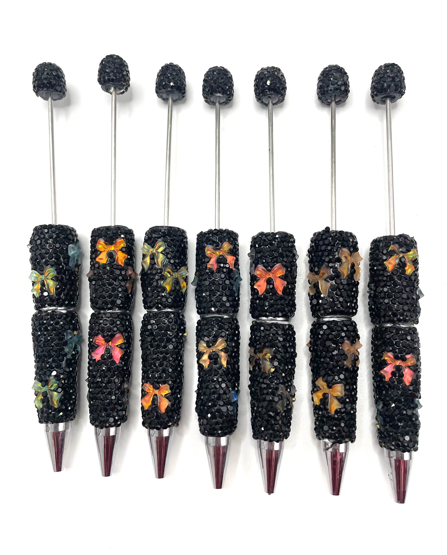 DIY fancy clay base rhinestone pen ornament with ombre color bow ,bow pen ,rhinestone bow pen