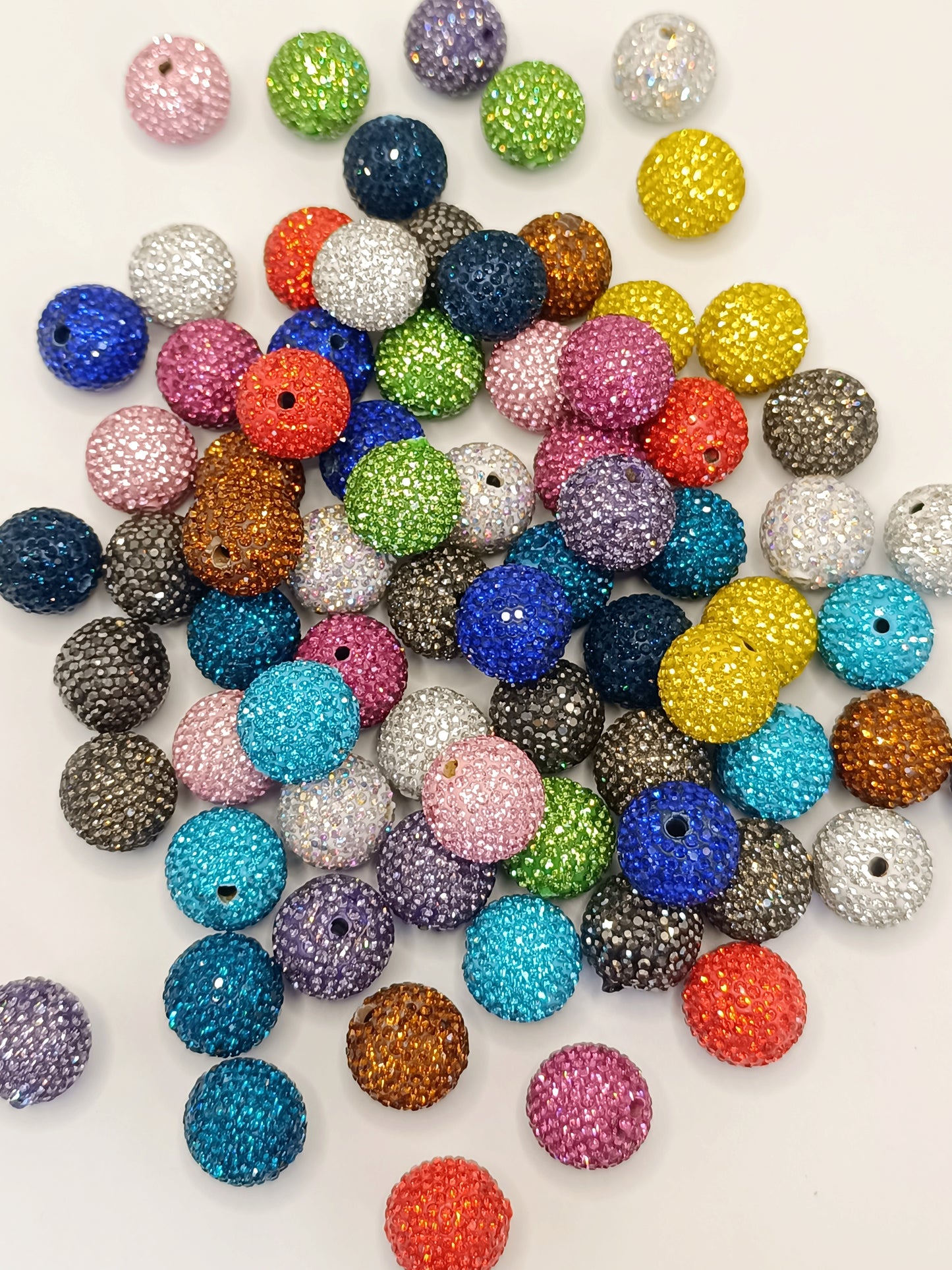 Clay Beads Colorful  with Diversely Rhinestones,20mm