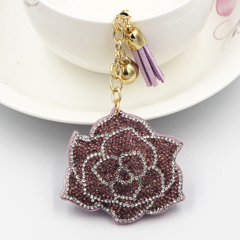 Flower Pendant Stitched diamond bow tie Keychain Tassel Rhinestone Hanging piece DIY Bag accessories Random Mix