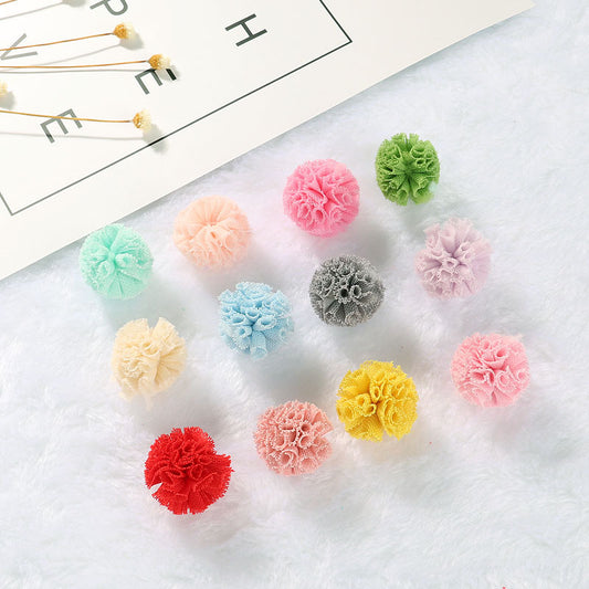 Gauze fabric flower ball Lace flower yarn ball Cotton flower ball Random Mix 20mm