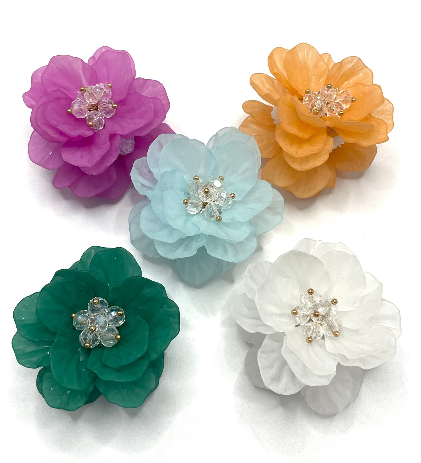 Weaving flowers Lace flowers Crystal flower bud Colored ribbon petals Random Mix