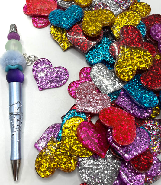 Acrylic heart piece glitter sequins Can be used for beads or as a pendant DIY accessories Random Mix