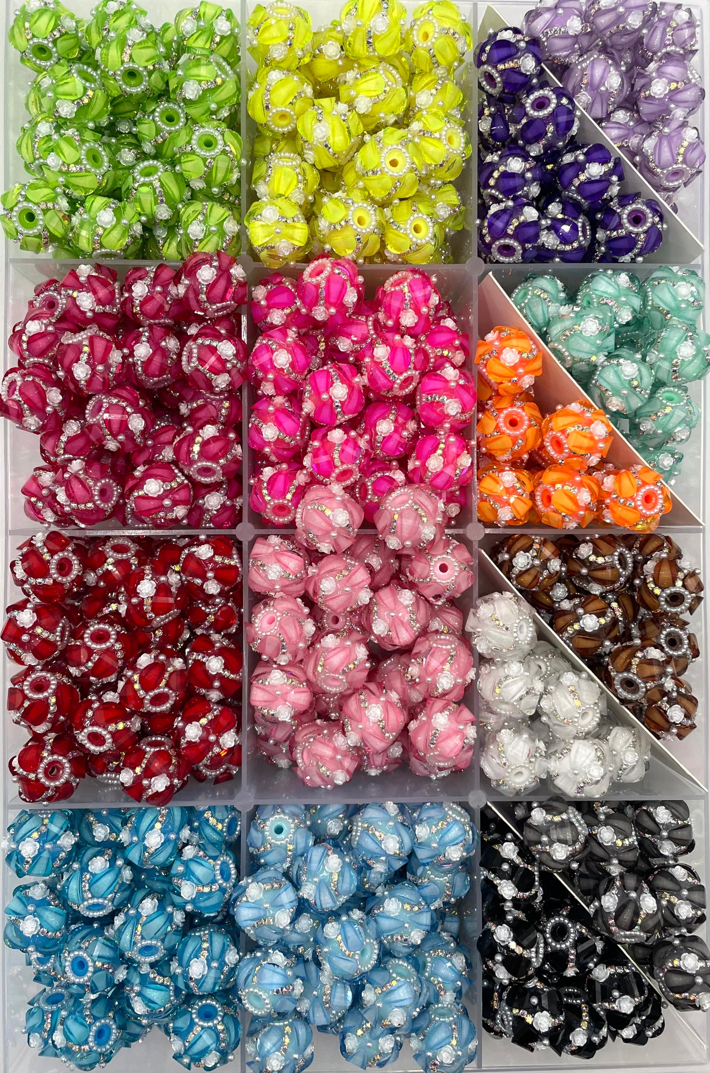 Pumpkin beads Fancy Beads Flower beads Chain and pearl gasket 20mm Random Mix