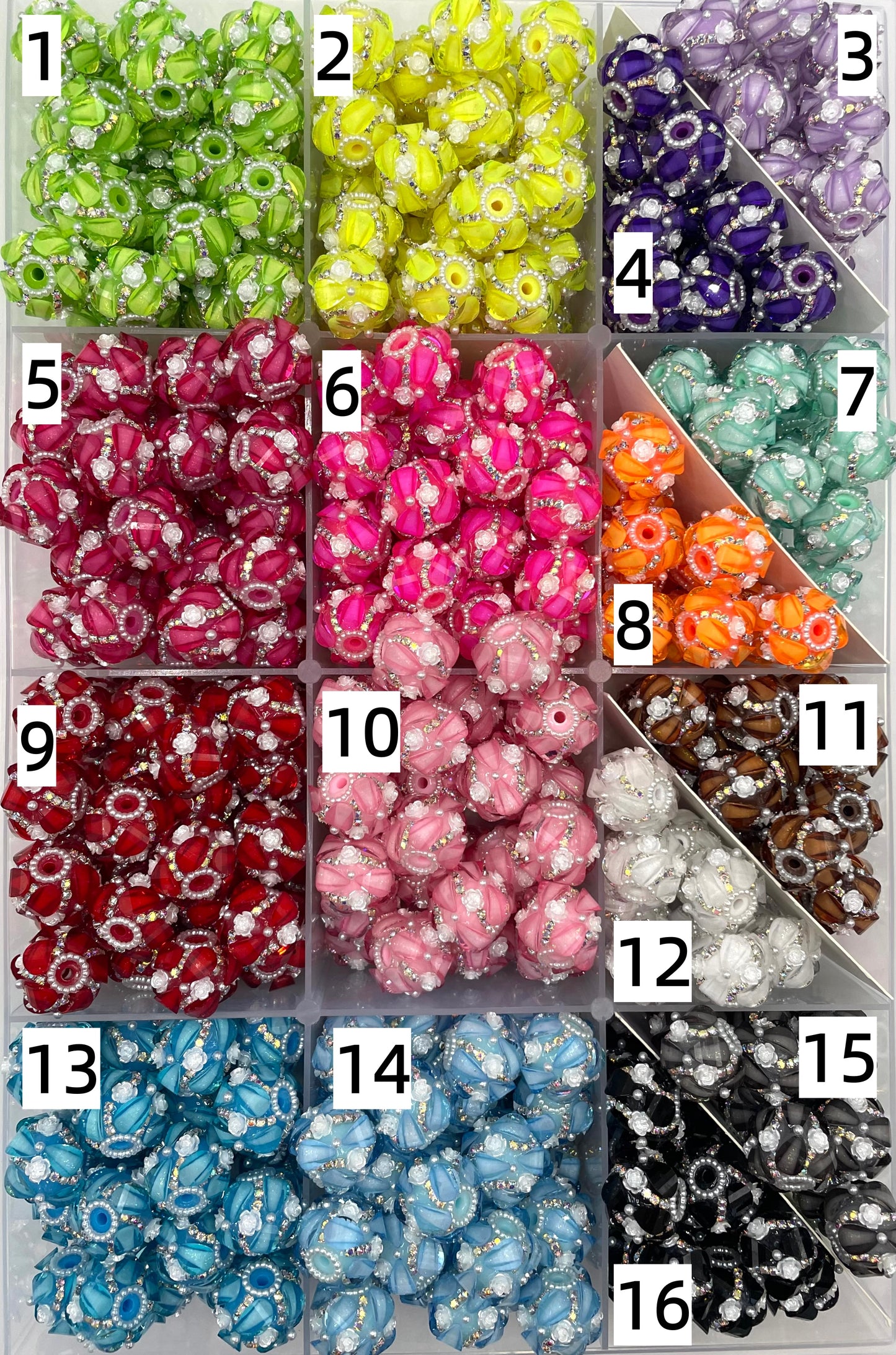 Pumpkin beads Fancy Beads Flower beads Chain and pearl gasket 20mm Random Mix