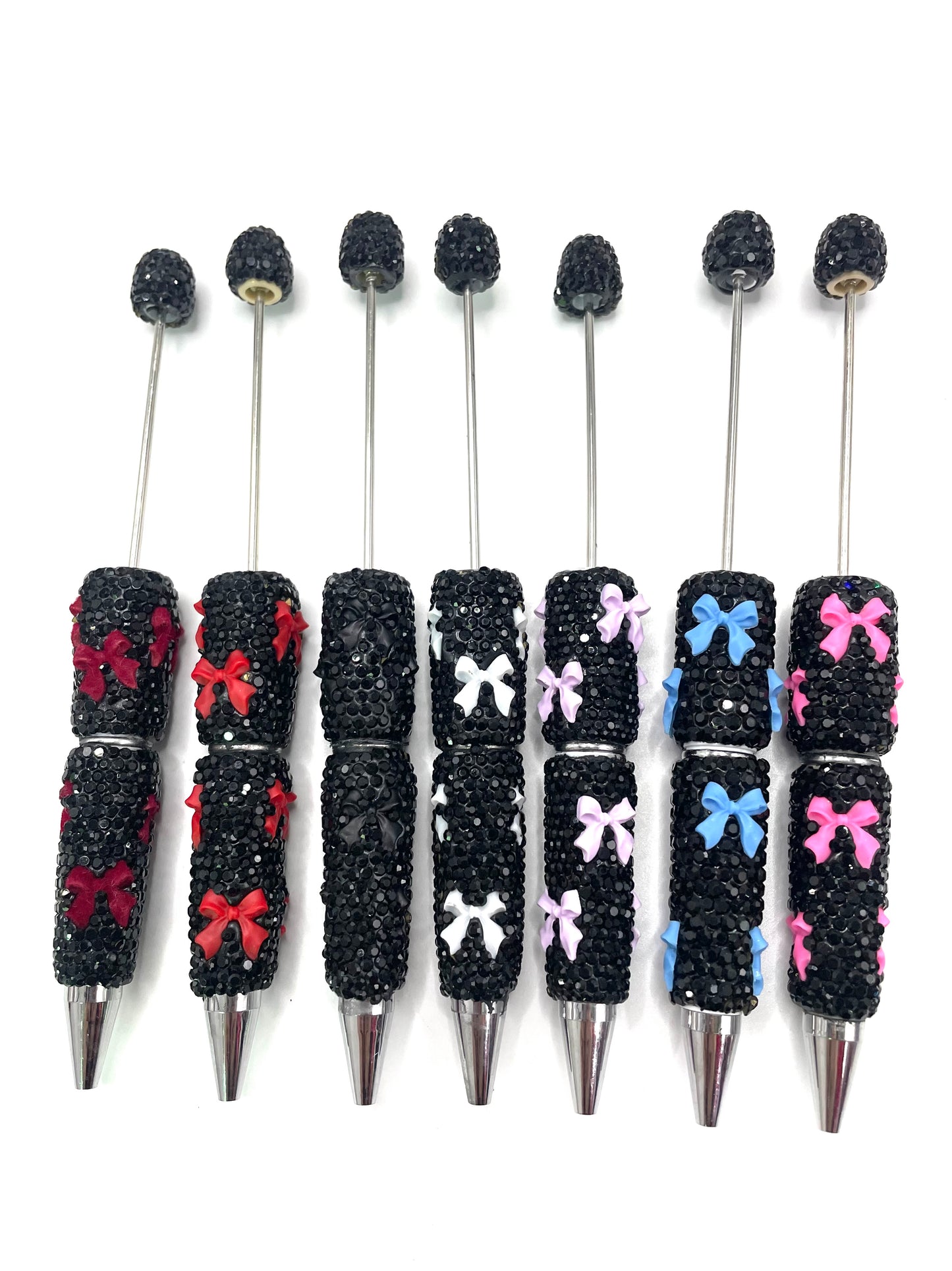 #1-#21 bow pen fancy clay rhinestone bow pen ornaments with acrylic bow colored random mix