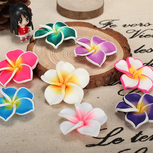 Multicolor colorful  Fancy Bead Polymer soft Clay Frangipani Flower Beads Series,35mm