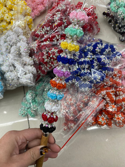 heart shape flower beads with chain pearl fancy beads