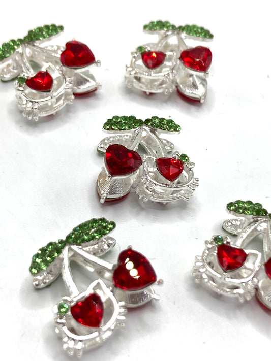 Alloy beads HK Heart Cherry Bead  Red heart symbol Rhinestone Random Mix