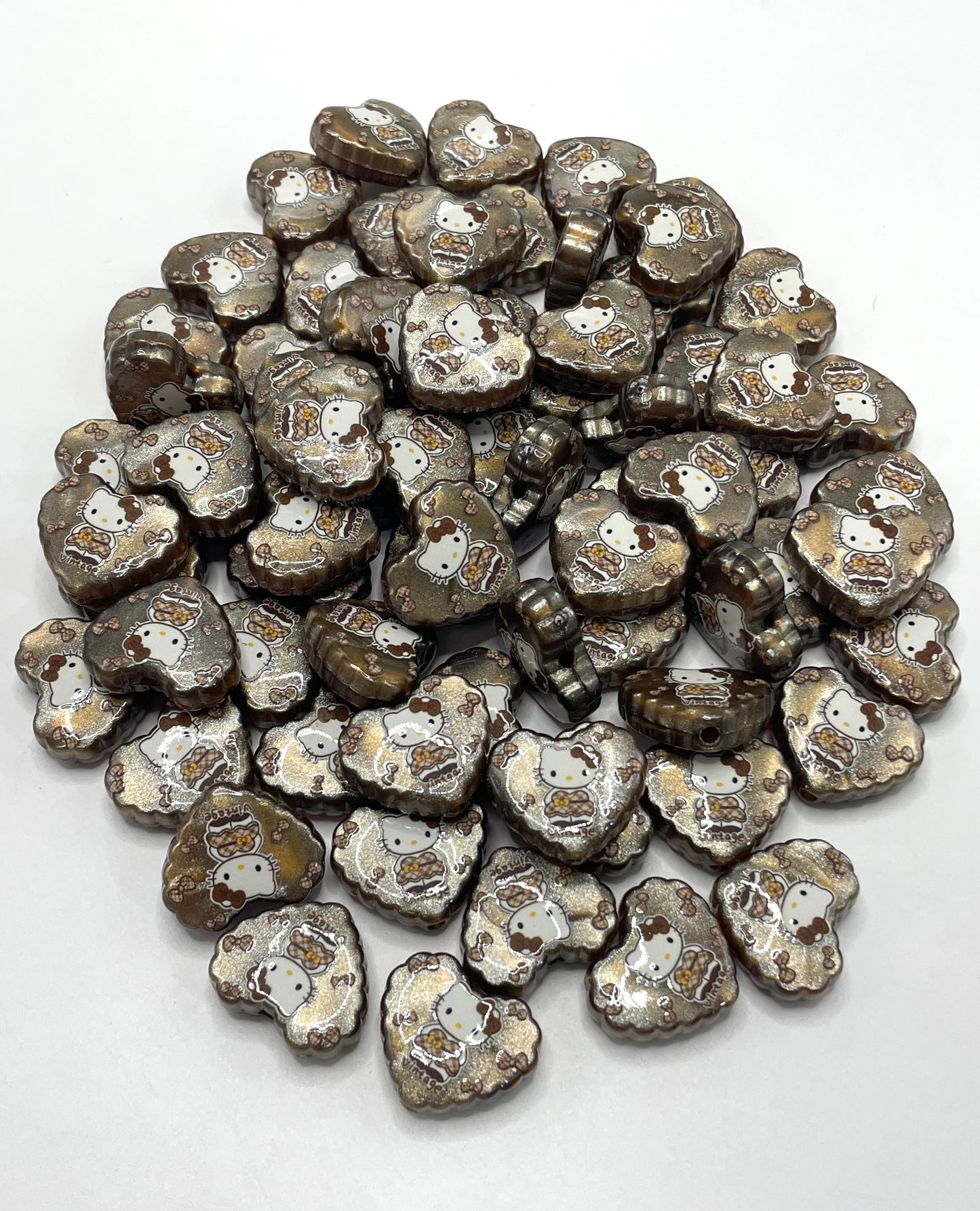 Acrylic flow sand beads HK Heart beads Brown sandstone beads 25mm