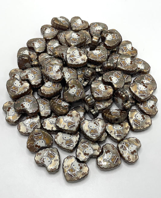 Acrylic flow sand beads HK Heart beads Brown sandstone beads 25mm