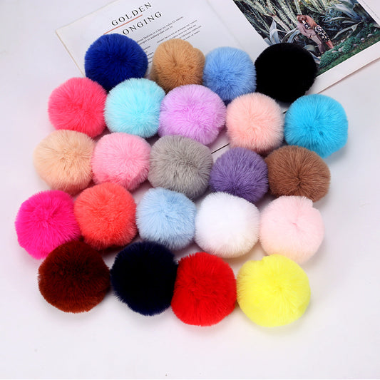 pom pom Imitation rex faux rabbit fur touching hairball Jewelry keychain imitation wool ball pendant 8mm Random Mix