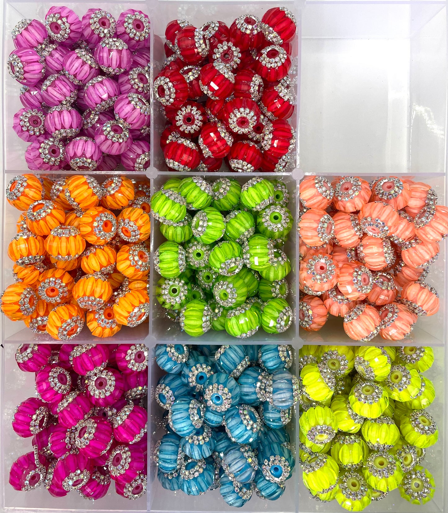 Fancy Beads lantern Neon Color Series Pumpkin beads Double-layered chain beads 18mm  Random Mix