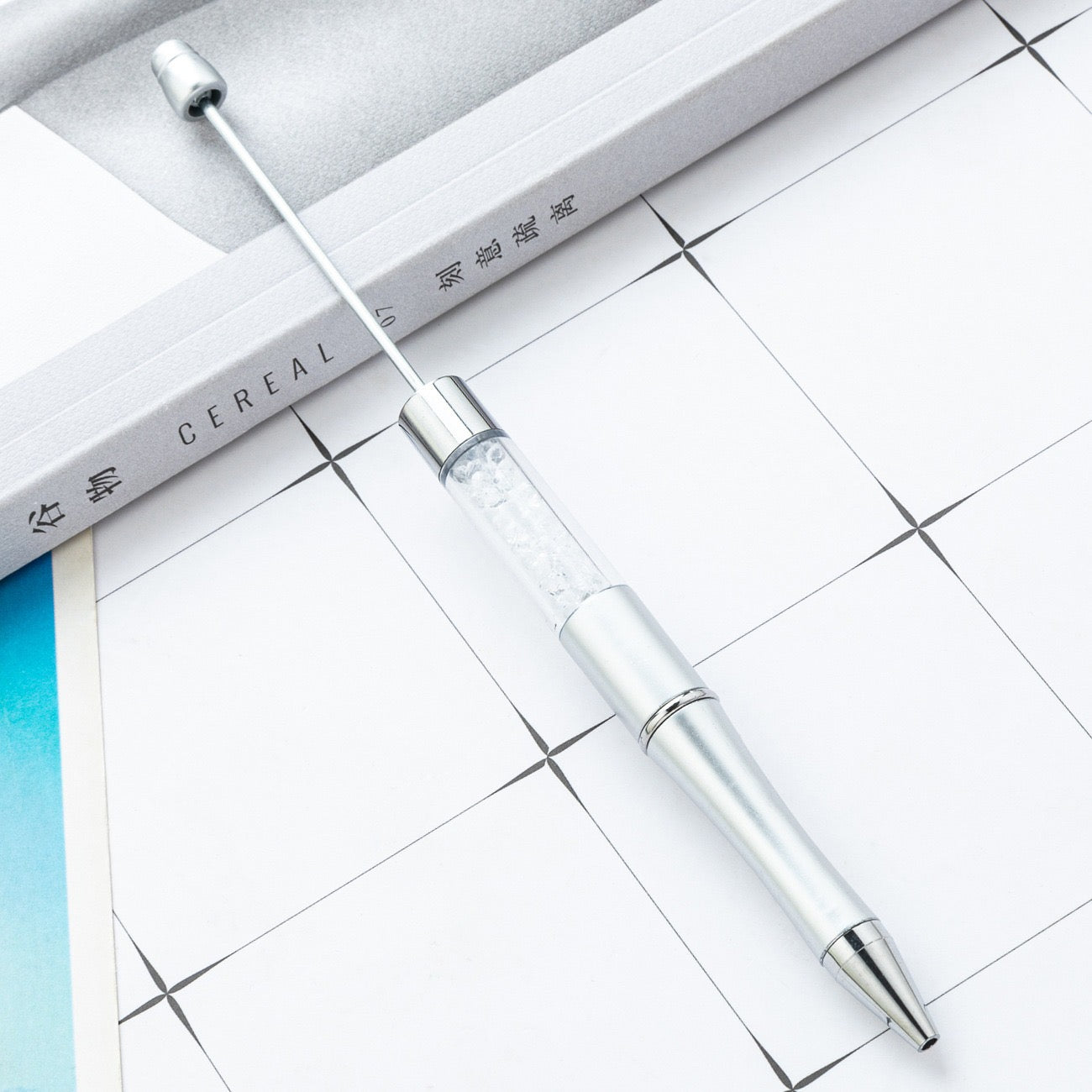 diy pen has the crystal inside the empty plastic tube beadable pen beaded pen ball point plastic pen