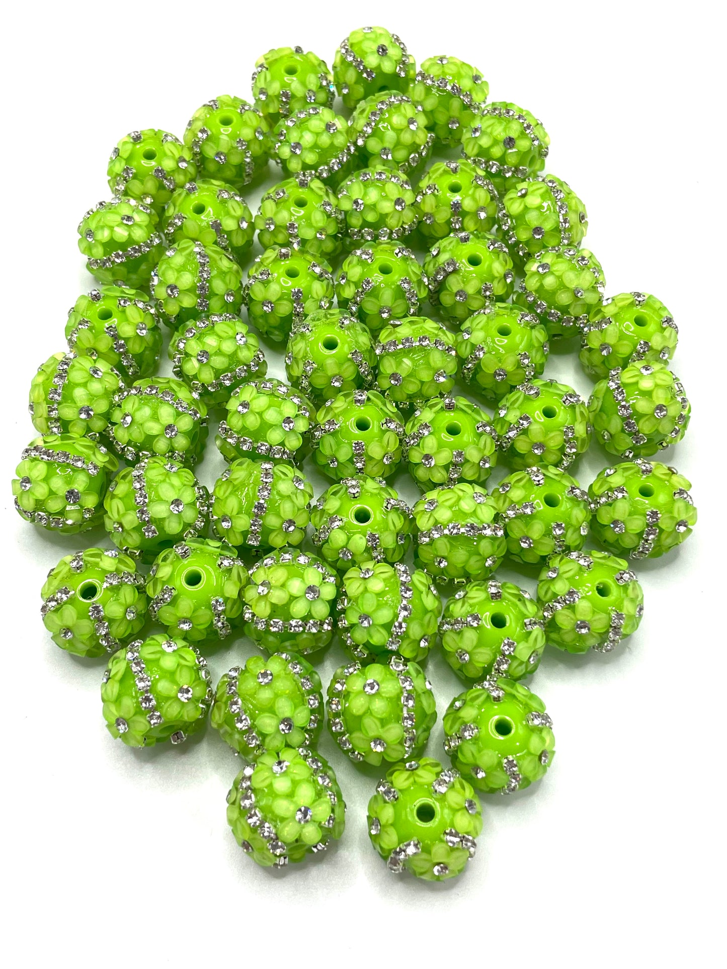Neon Beaded beads Chain 3D flowers Bright colors Golden chain and silver chain Random Mix 16mm