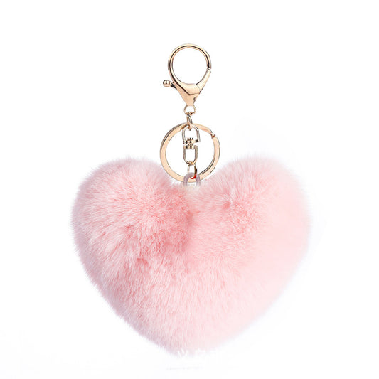 Heart pom pom pompom Ordinary Key tool Heart pendant Fuzzy pendant Heart pendant Random Mix 9~10cm Rubber band