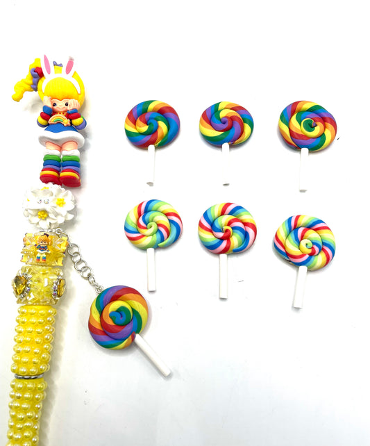 Rain bow lollipop colorful lollipop candy for craft diy keychain pen bag chain charm pendant (without hole )