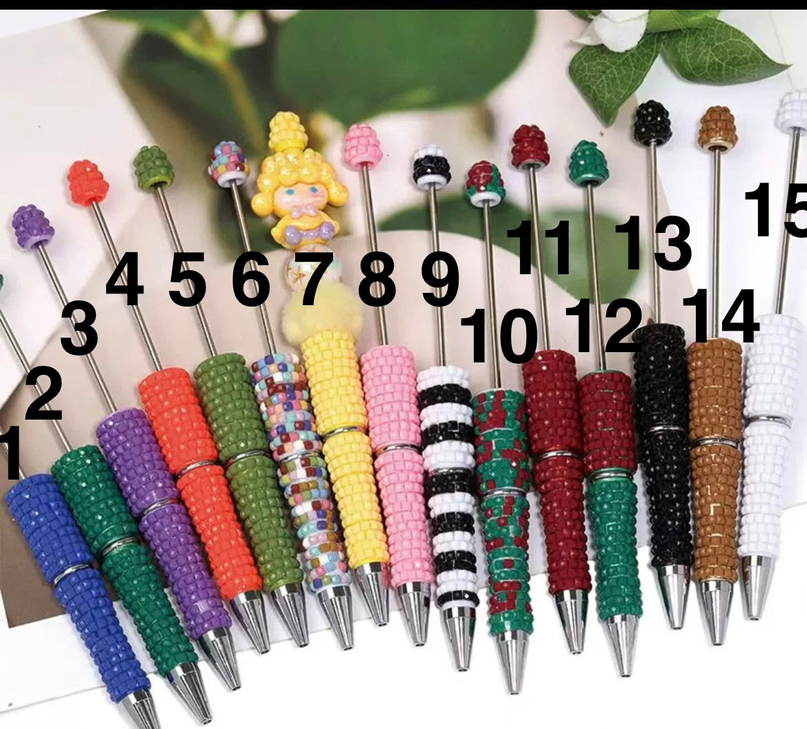 #1-#15 diy beaded beadable rhinestone pen ornament with square rhinestone colored