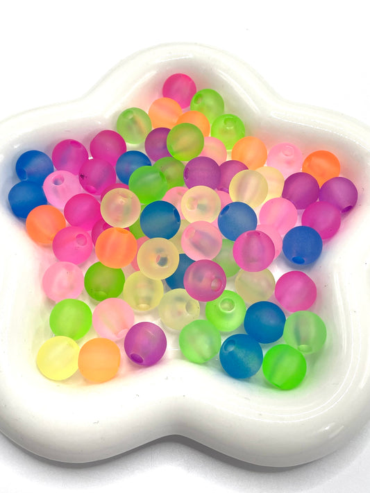 Neon Round beads Large pores Transparency acrylic beads Sandblasting Matte 16mm