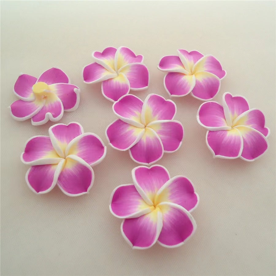 Multicolor colorful  Fancy Bead Polymer soft Clay Frangipani Flower Beads Series,35mm