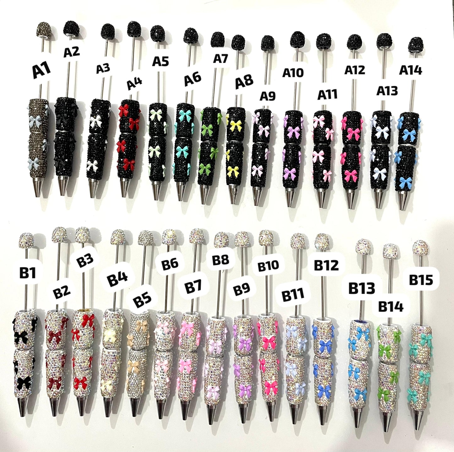 bow pen fancy clay rhinestone bow pen ornaments with acrylic bow colored random mix