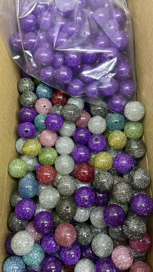 Acrylic bead glitter Colorful acrylic beads 16mm Random Mix