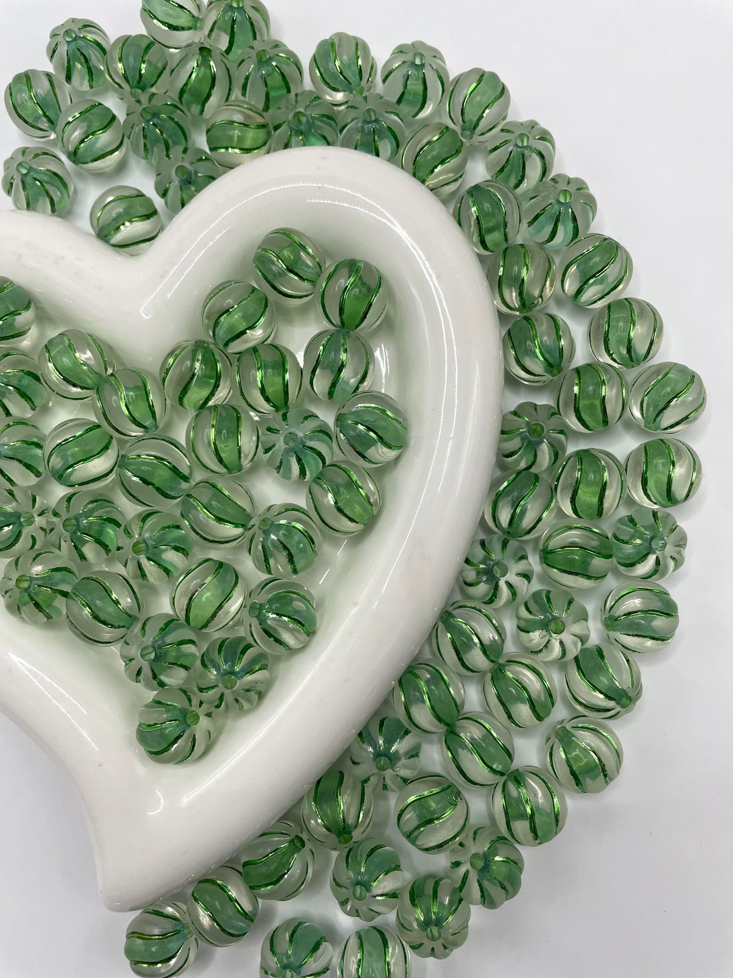 acrylic bead pumpkin bead colored with line ,16mm