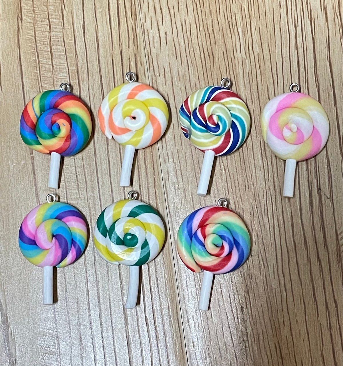 Rain bow lollipop colorful lollipop candy for craft diy keychain pen bag chain charm pendant (without hole )