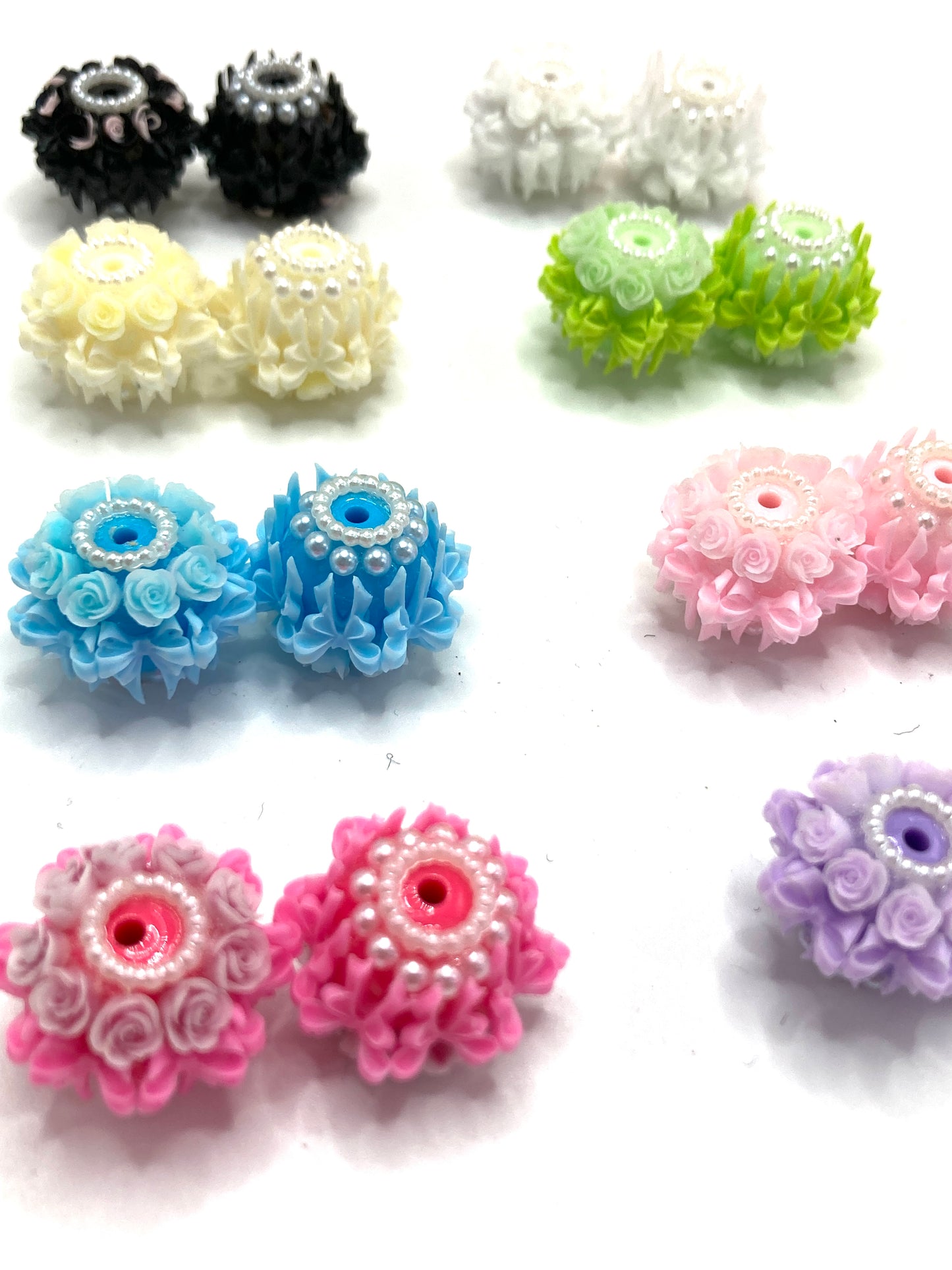 diy fancy flower beads rose flower with bow and pearl colored random mix beaded beadable flower The large pearl