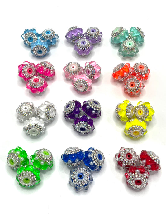 Fancy Beads Neon Mirror Heart Beads Rhinestone Chain Pearl gasket spacer Acrylic beads Random Mix 18mm