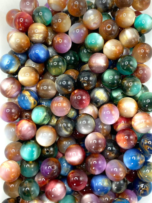 Acrylic beads glitter Lava flow Cat's eye beads 16mm Random Mix