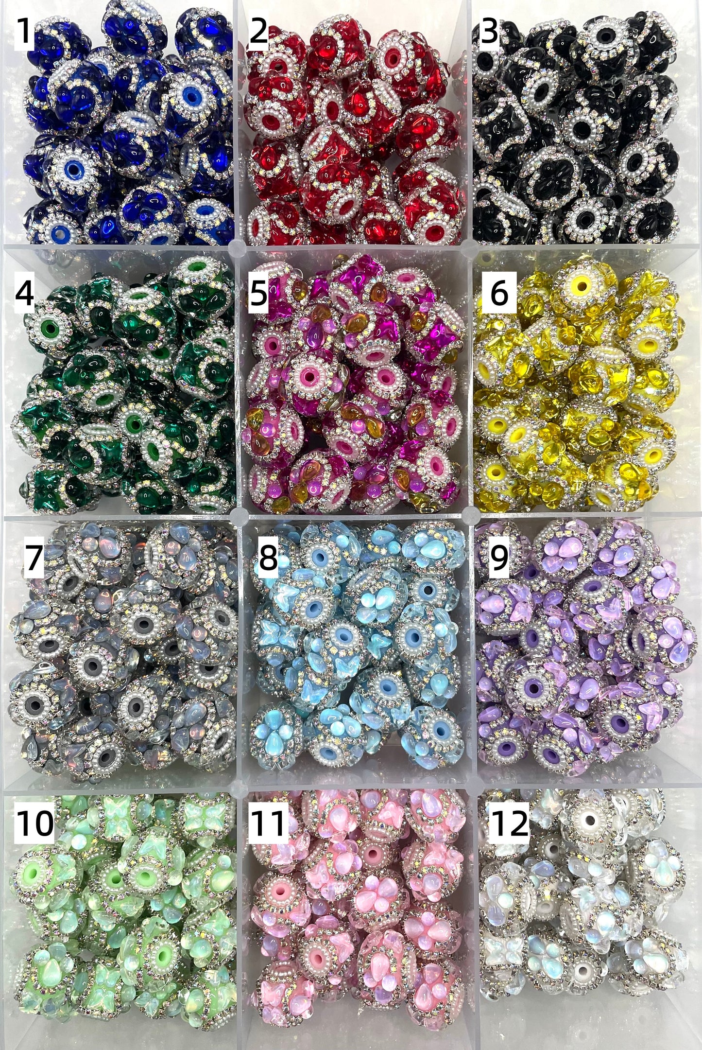 Fancy Beads Butterfly Elliptical bubble Rhinestone Silver chain and pearl gasket Beads 20mm Random Mix