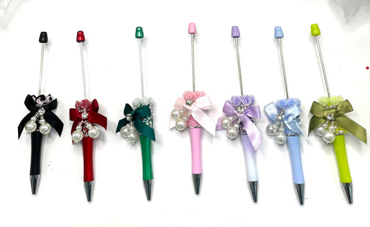 Beadable pen bow pen bow with pearl pen