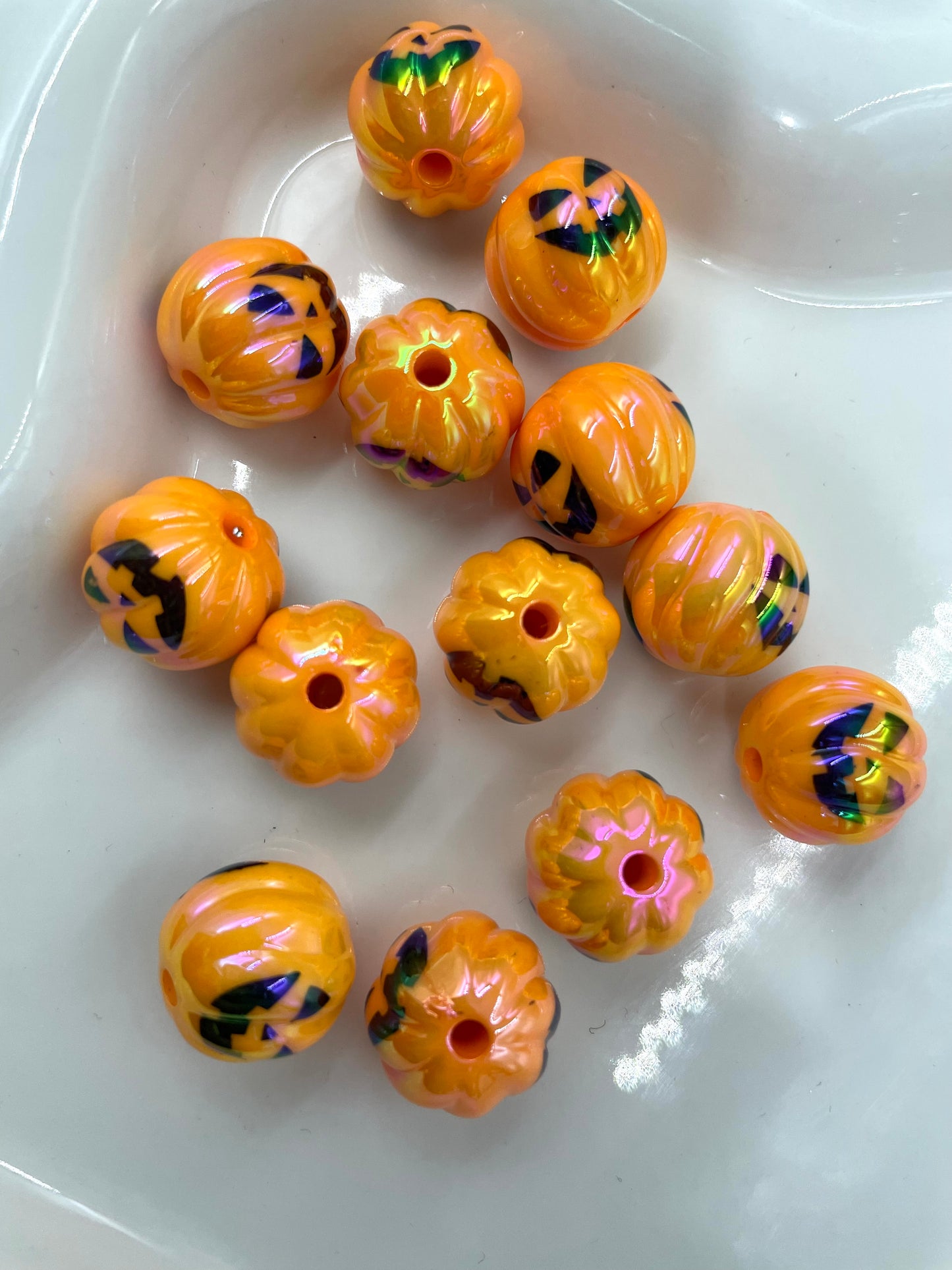 Acrylic beads Halloween Beads Lips Heart Pumpkin Ghost Cartoon printed beads and a series of multi-element beads 16mm