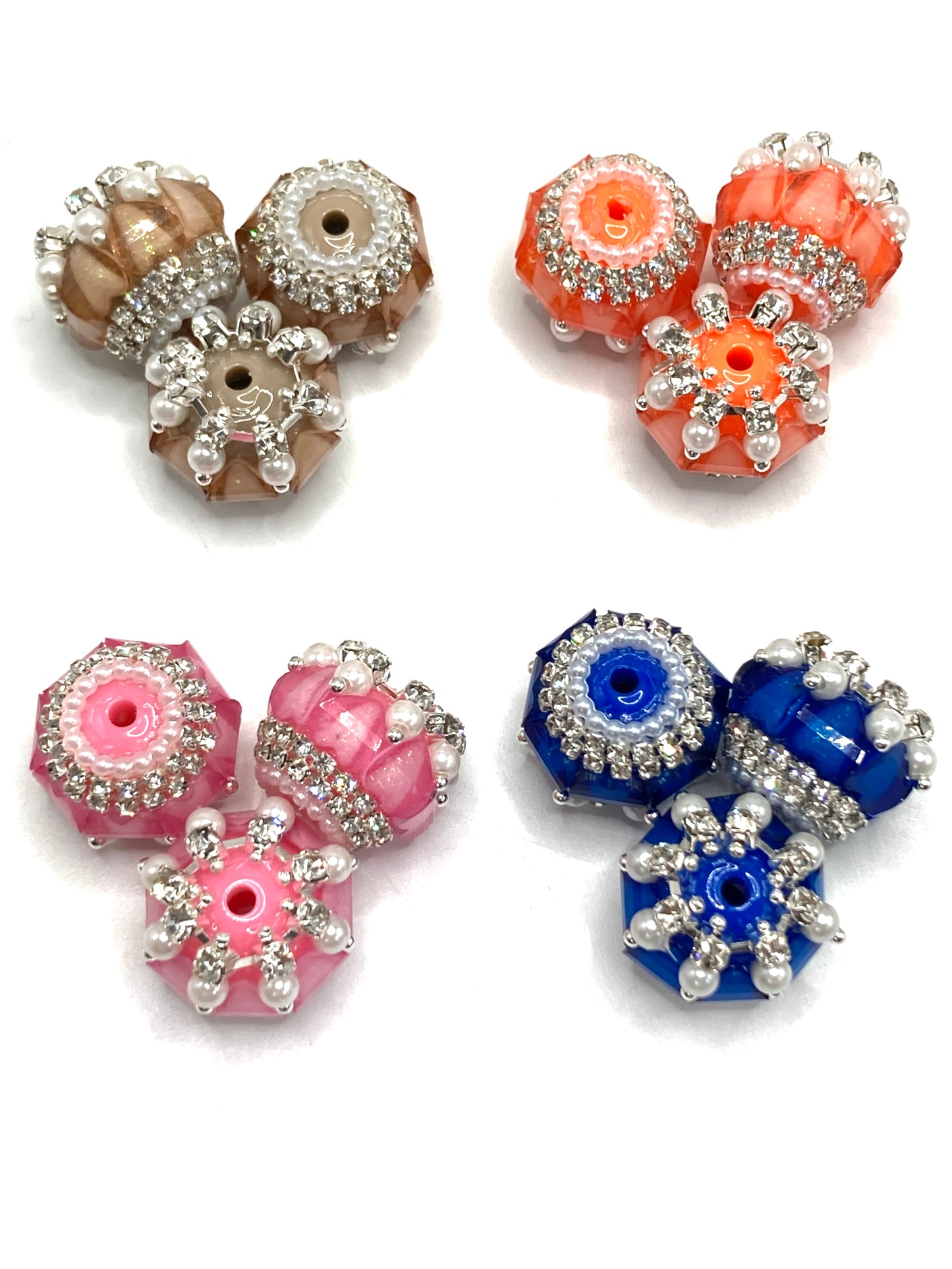 Beaded beadable fancy bead diy bead ornaments with pearl rhinestone chain and heart shape acrylic lantern beads random mix color 20mm to 21mm