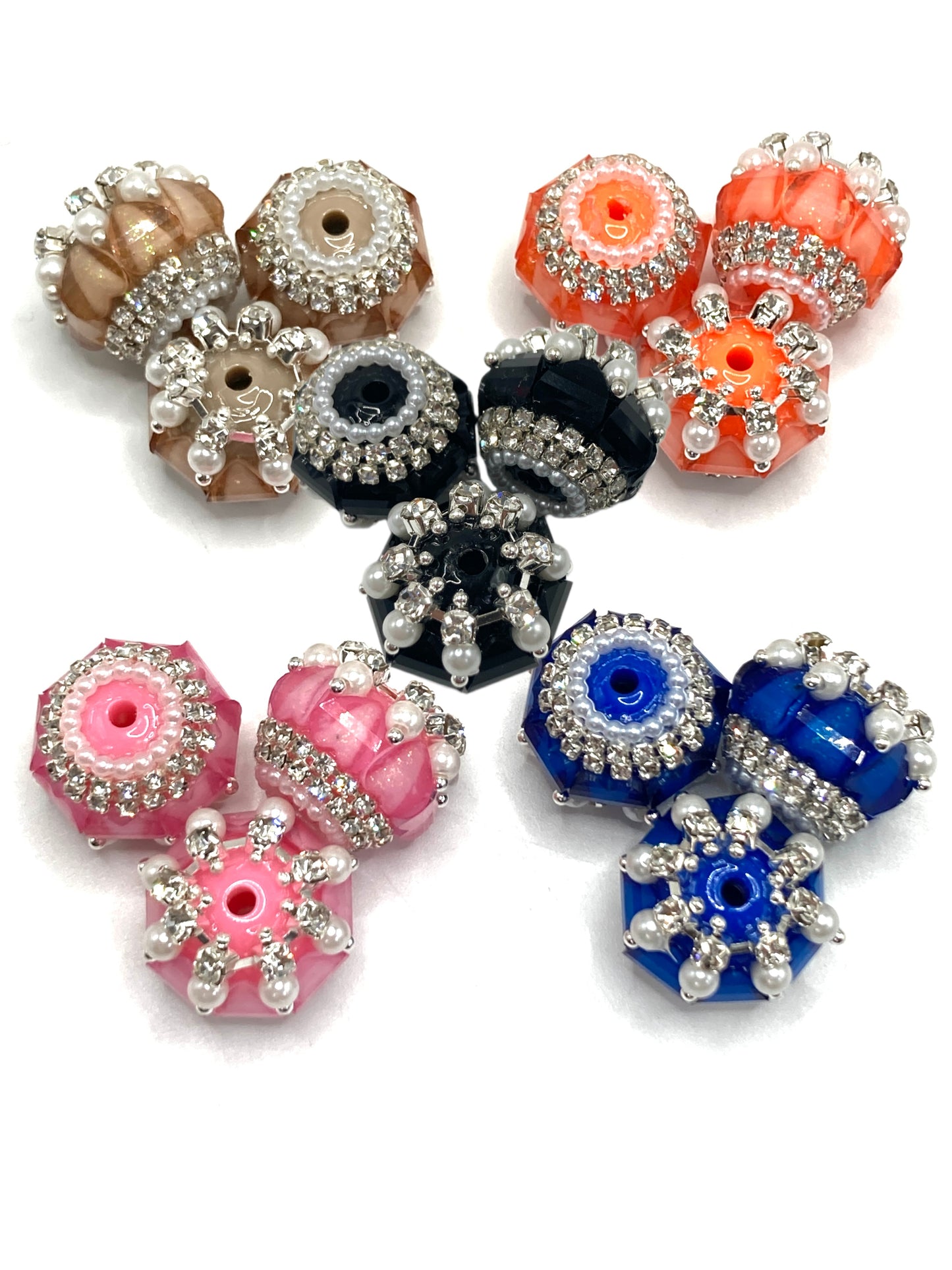 Beaded beadable fancy bead diy bead ornaments with pearl rhinestone chain and heart shape acrylic lantern beads random mix color 20mm to 21mm