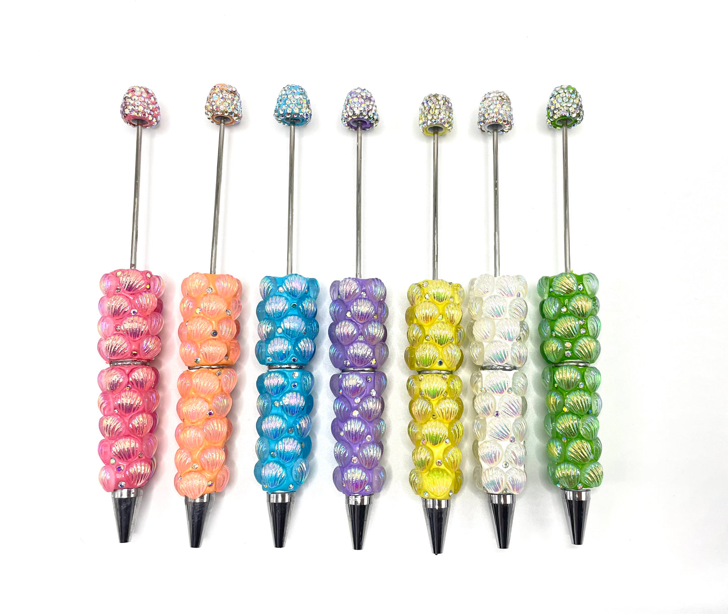 Beaded beadable sea shell pens ,colored
