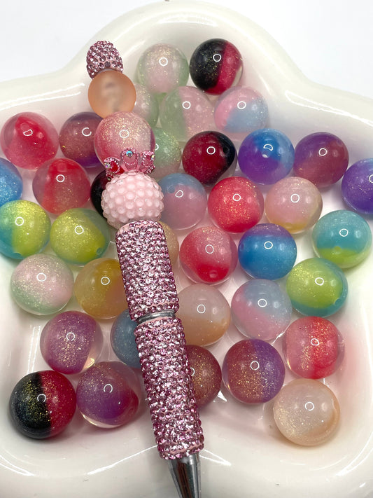 Lava beads Translucent acrylic beads glitter ombre 20mm
