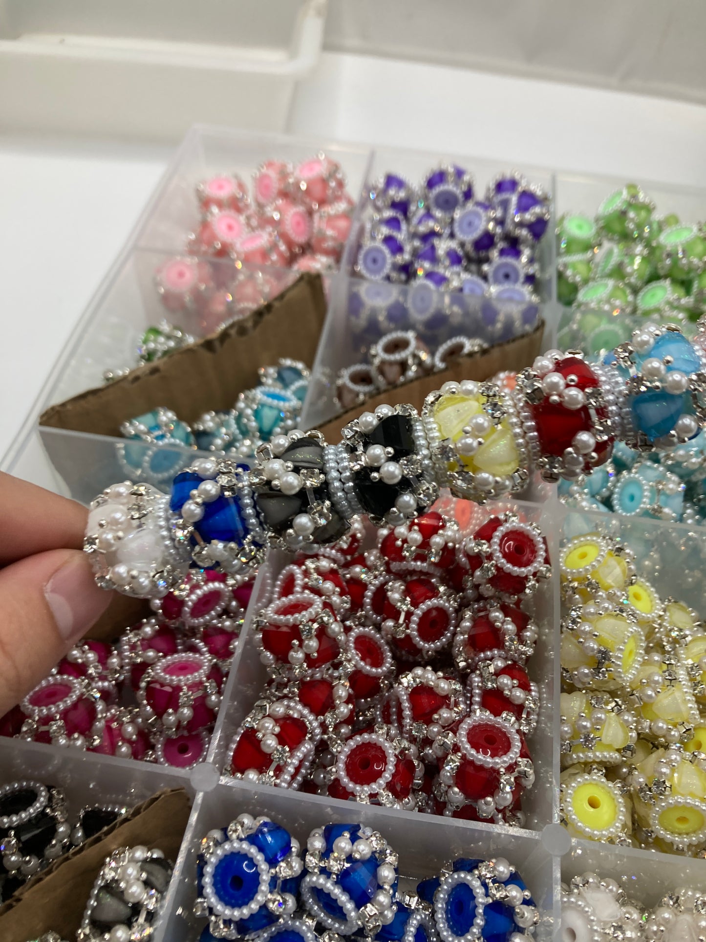 Heart beads with pearl chain fancy bead random mixed